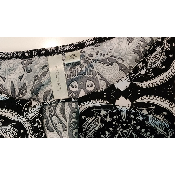 Tacera Black & White Print 3/4 Sleeve Embroidered Career Shift Dress Women's 2X - Picture 10 of 14